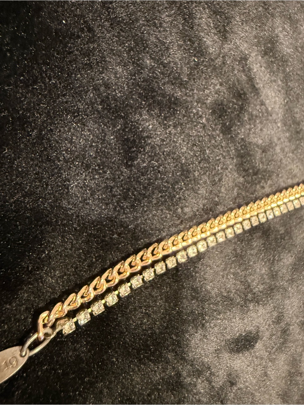 Sabika double strand bracelet - rose gold chain and clear crystal - Picture 3 of 4